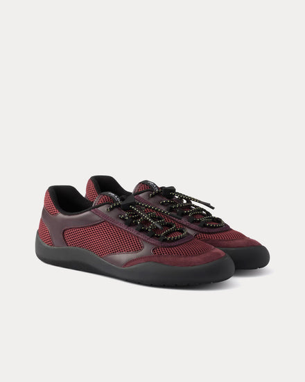 Prada Speedrock Mesh Burgundy Low Top Sneakers - 3