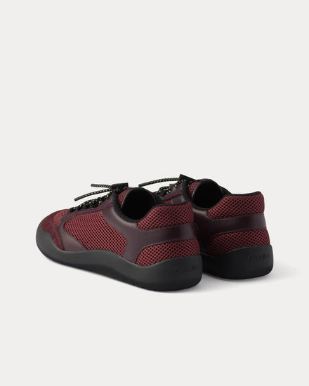 Prada Speedrock Mesh Burgundy Low Top Sneakers - 4