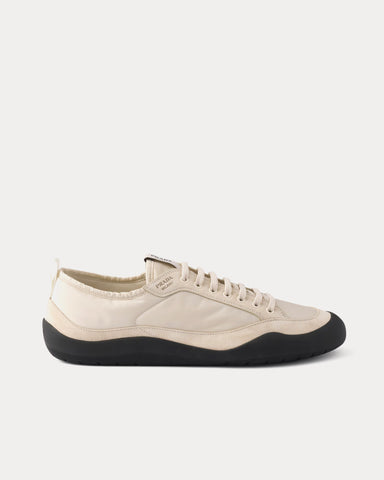Prada Speedrock Re-Nylon & Suede Ivory Low Top Sneakers