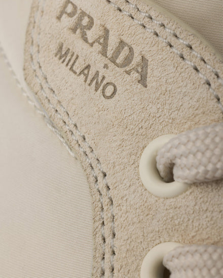 Prada Speedrock Re-Nylon & Suede Ivory Low Top Sneakers - 5