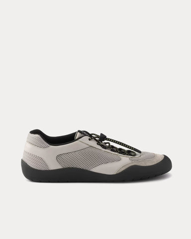 Prada Speedrock Leather & Mesh Grey Low Top Sneakers