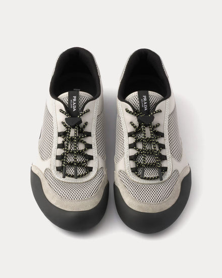 Prada Men's Speedrock Leather & Mesh Grey Low Top Sneakers