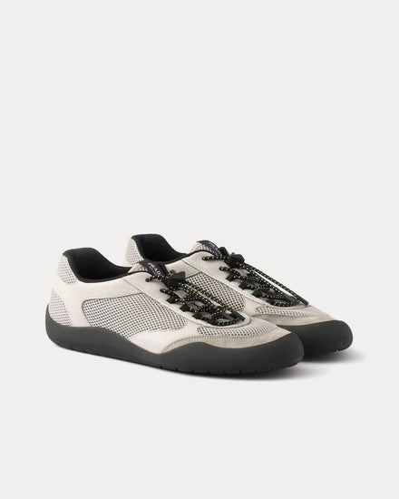 Prada Speedrock Leather & Mesh Grey Low Top Sneakers - 3
