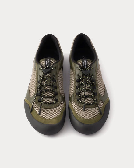Prada Speedrock Mesh Military Green Low Top Sneakers - 2