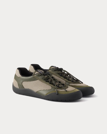 Prada Speedrock Mesh Military Green Low Top Sneakers - 3