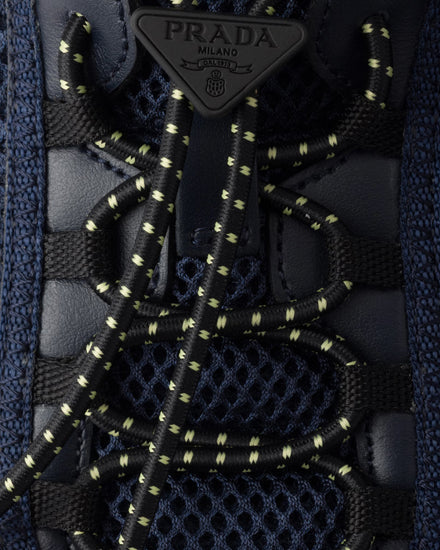 Prada Speedrock Leather & Mesh Navy Low Top Sneakers - 5