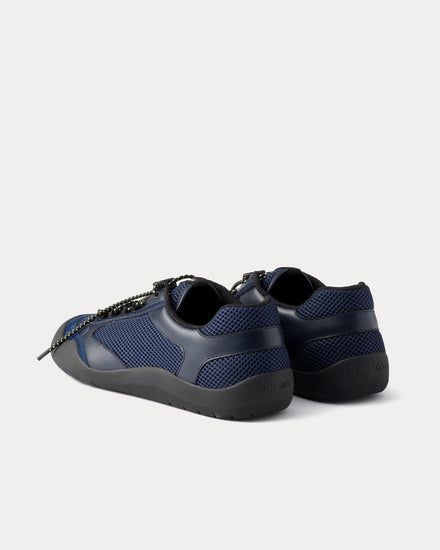 Prada Speedrock Leather & Mesh Navy Low Top Sneakers - 4