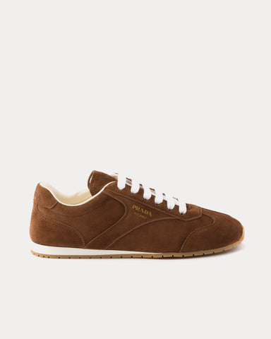 Prada Suede Cocoa Brown Low Top Sneakers