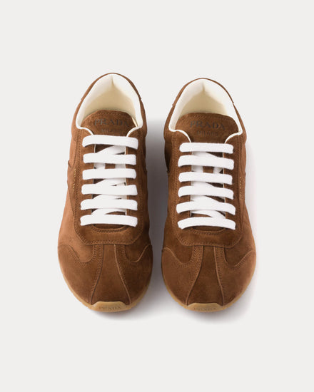 Prada Suede Cocoa Brown Low Top Sneakers - 2