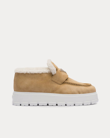 Prada Loafer Suede Ecru Booties