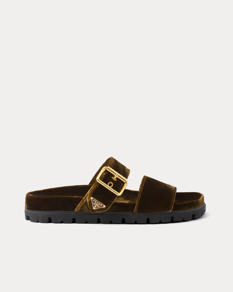 Prada Velvet Oak Slides - 1