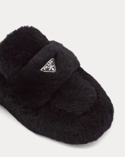 Prada Women's Shearling Black Mules
