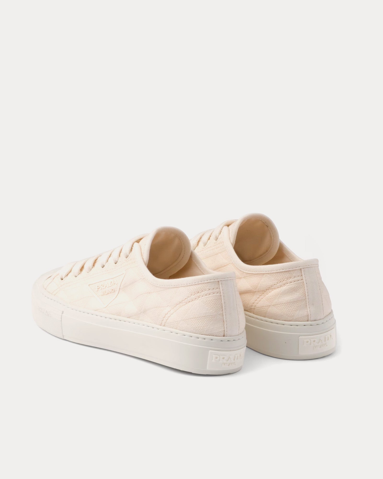 Prada Beige Fabric Low Top Sneakers