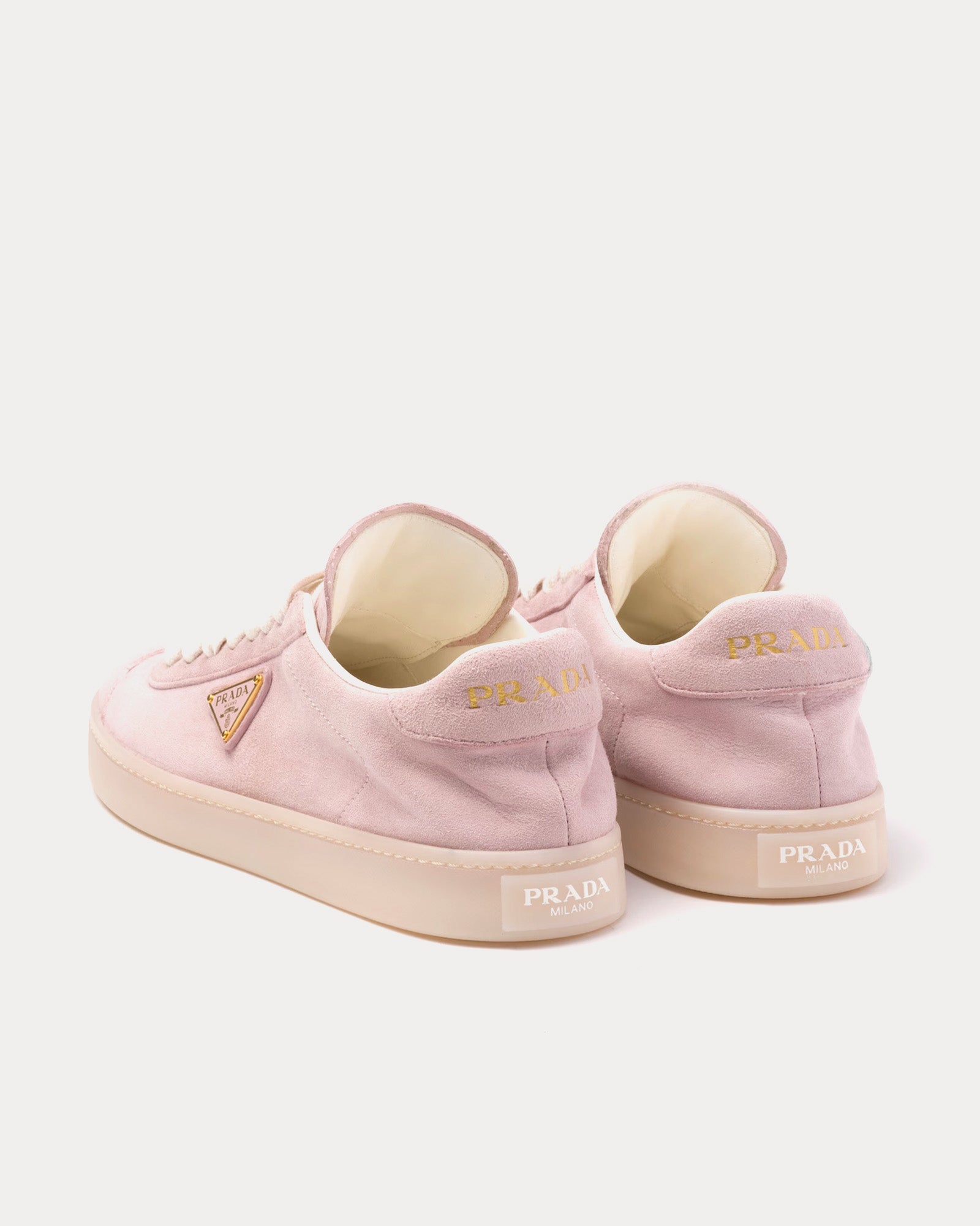 Prada - Lane Suede Alabaster Pink Low Top Sneakers