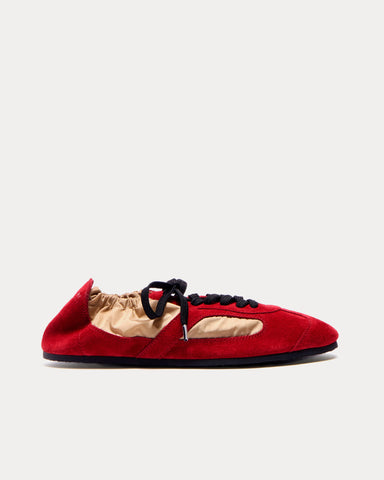 Proenza Schouler Soft Track in Nylon Calfsuede Birch / Red Combo Low Top Sneakers