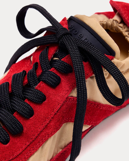 Proenza Schouler Soft Track in Nylon Calfsuede Birch / Red Combo Low Top Sneakers - 3