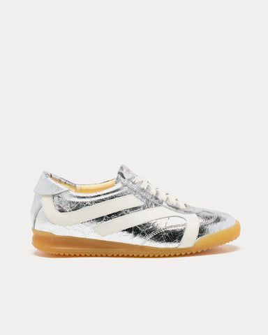 Proenza Schouler Track Crinkled Metallic Silver / Ecru Low Top Sneakers