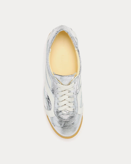 Proenza Schouler Track Crinkled Metallic Silver / Ecru Low Top Sneakers - 2