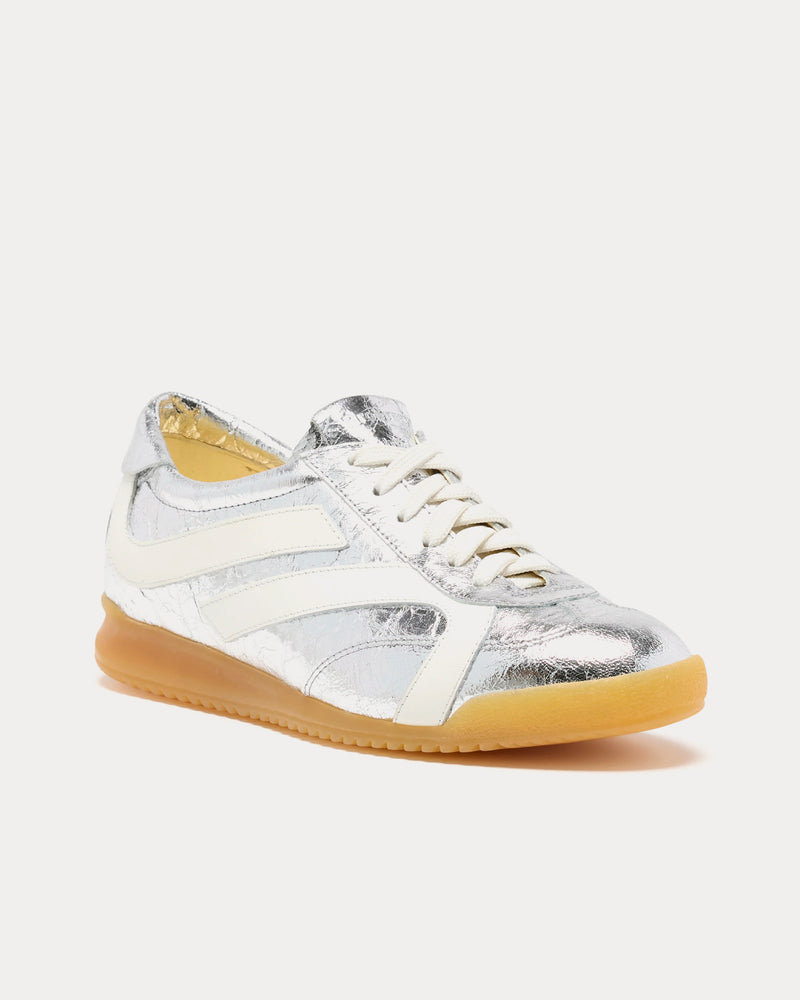 Proenza Schouler Track Crinkled Metallic Silver / Ecru Low Top Sneakers - 3