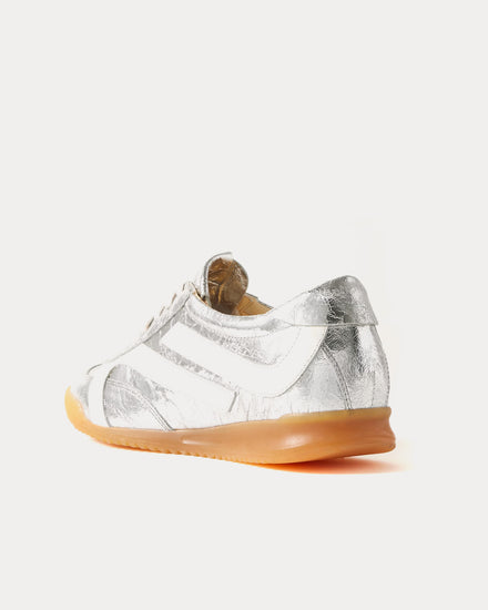 Proenza Schouler Track Crinkled Metallic Silver / Ecru Low Top Sneakers - 5