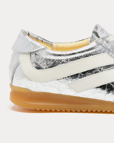 Proenza Schouler Track Crinkled Metallic Silver / Ecru Low Top Sneakers - 4