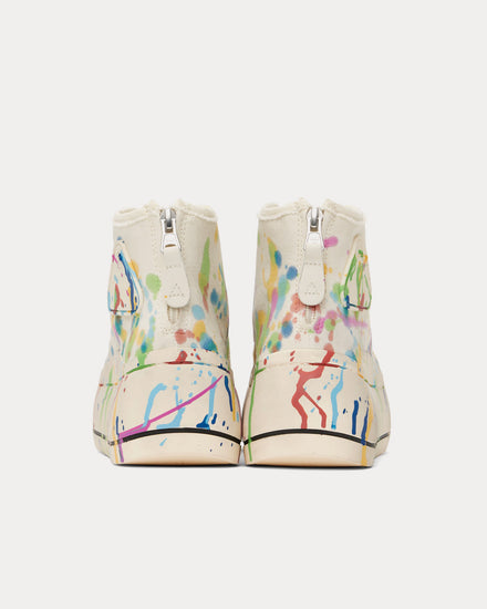 R13 Kurt Paint Splatter Canvas Ecru High Top Sneakers - 3