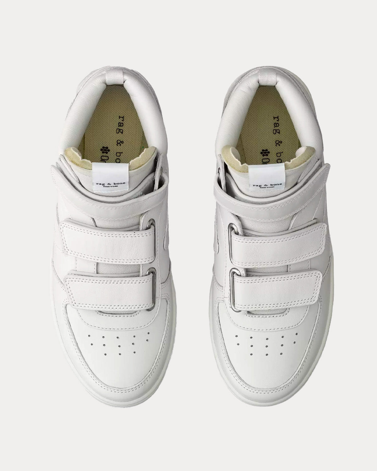 Rag & Bone - Retro Court Strap Leather White High Top Sneakers