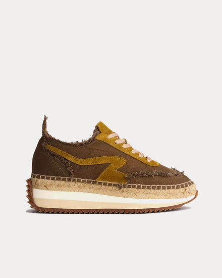 Rag & Bone Retro Runner Espadrille Cotton & Linen Military Olive Low Top Sneakers - 1