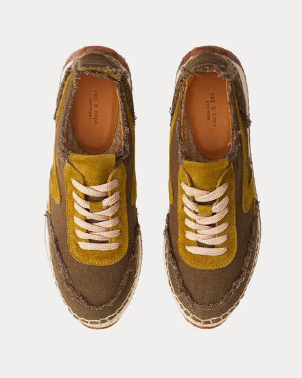 Rag & Bone Retro Runner Espadrille Cotton & Linen Military Olive Low Top Sneakers - 2