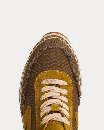 Rag & Bone Retro Runner Espadrille Cotton & Linen Military Olive Low Top Sneakers - 5