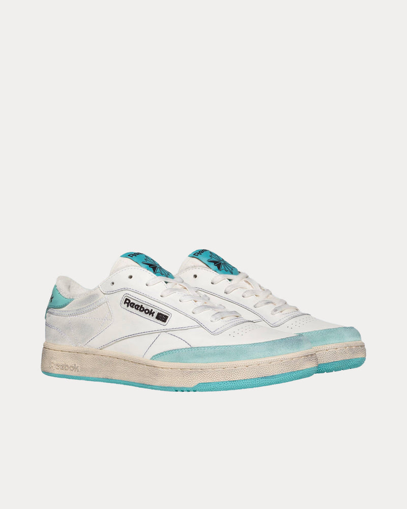 Reebok LTD Club C Vintage Leather White / Light Blue Low Top Sneakers - 2
