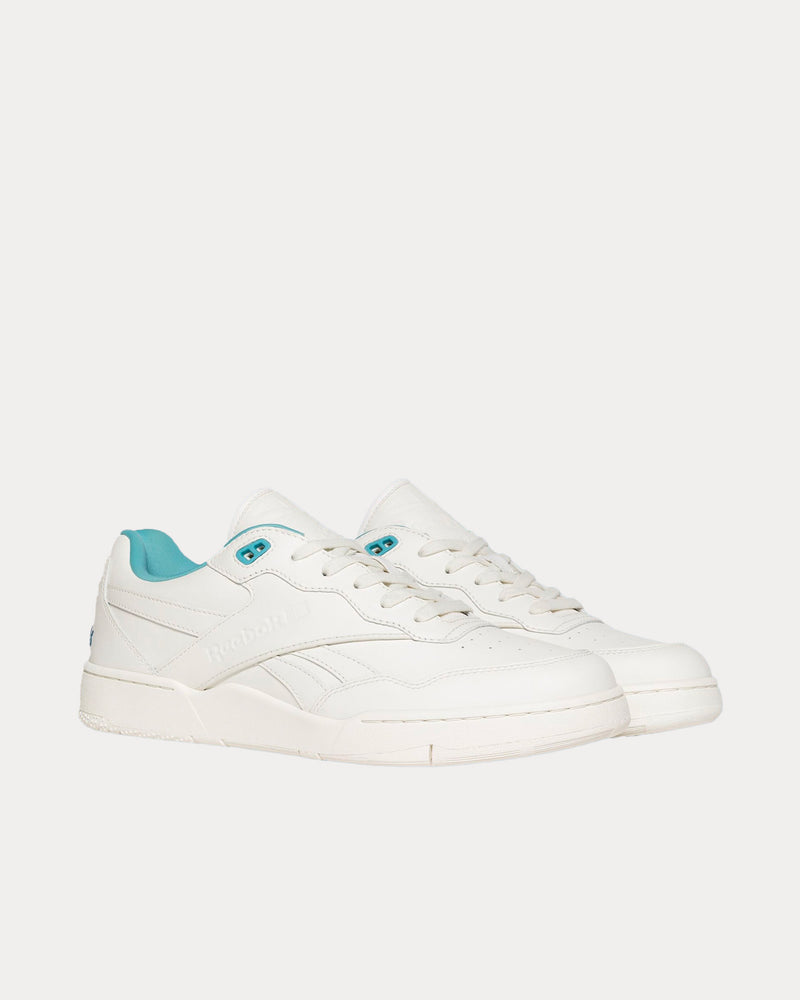 Reebok LTD BB4000 II Faux-Leather White / Delphine Blue Low Top Sneakers - 2