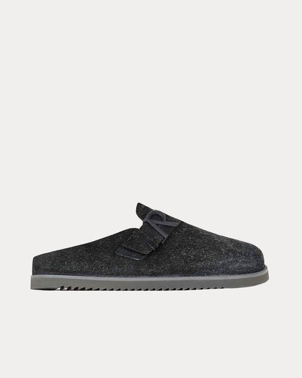Represent Initial Fleck Hairy Suede Off Black Mules - 1