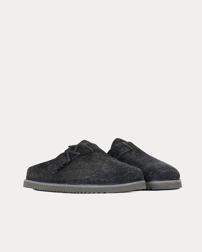 Represent Initial Fleck Hairy Suede Off Black Mules - 2