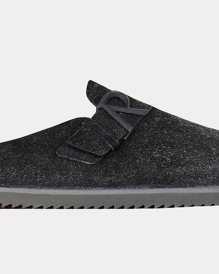 Represent Initial Fleck Hairy Suede Off Black Mules - 4