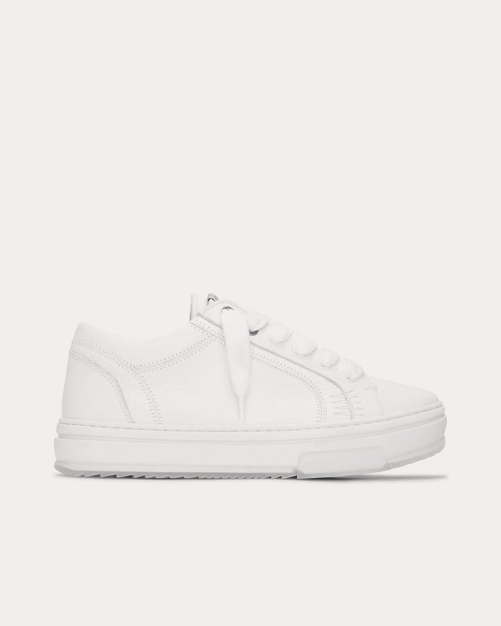 Represent Men's HTN Low Tumbled Leather Flat White Low Top Sneakers