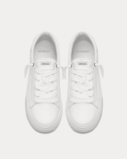 Represent HTN Low Tumbled Leather Flat White Low Top Sneakers - 2