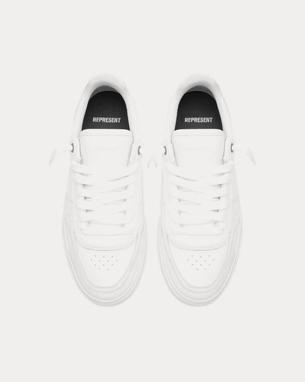 Represent Initial Leather Flat White Low Top Sneakers - 2