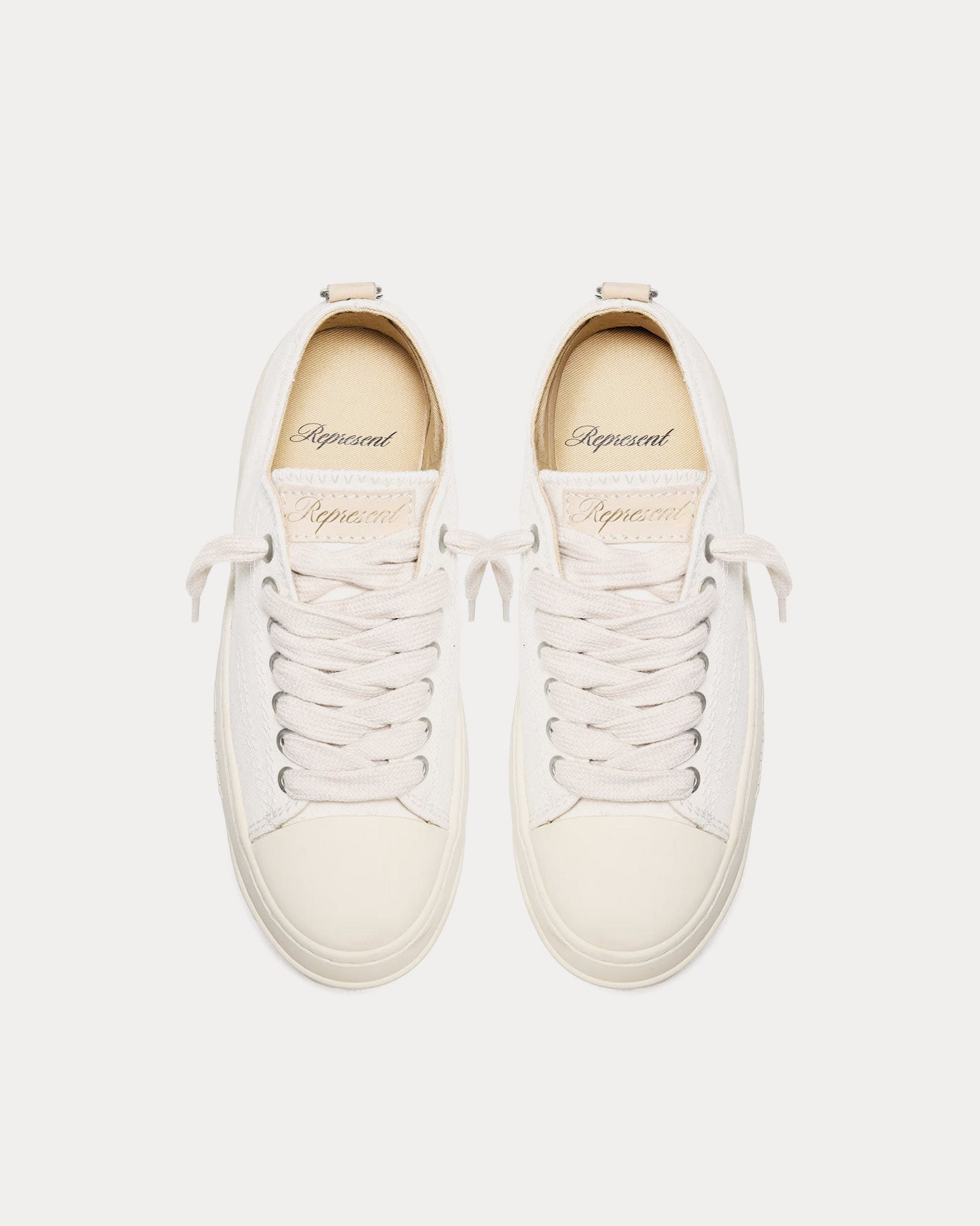 Represent Men's Rep-Cap Vintage White Low Top Sneakers