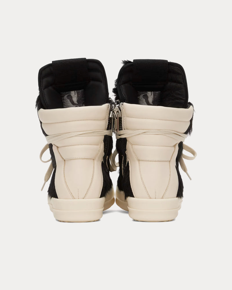 Rick Owens Men's Geobasket Hair On Leather Black / Milk / Milk Low
