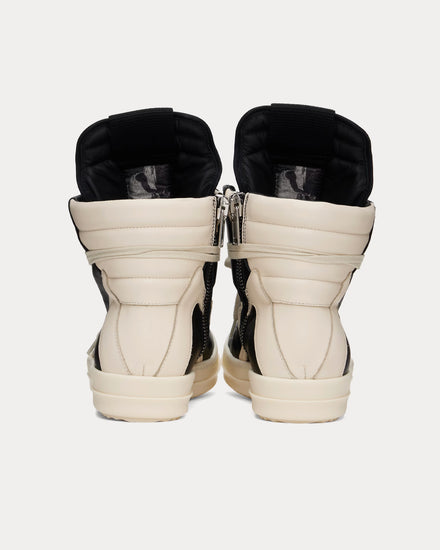Rick Owens Hollywood Geobasket Leather Black / Milk / Milk High Top Sneakers - 3
