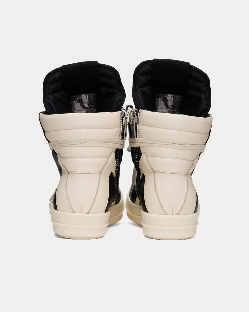 Rick Owens Hollywood Geobasket Leather Black / Milk / Milk High Top Sneakers - 3
