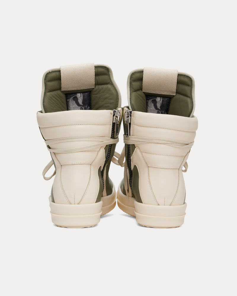 Rick Owens Hollywood Geobasket Leather Celadon / Milk / Milk High Top Sneakers - 3