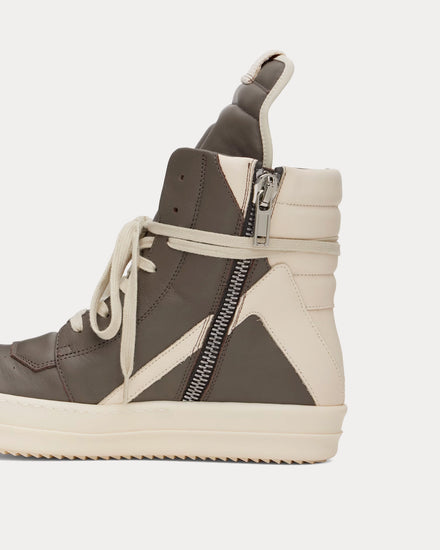 Rick Owens Hollywood Geobasket Leather Dust / Milk / Milk High Top Sneakers - 4