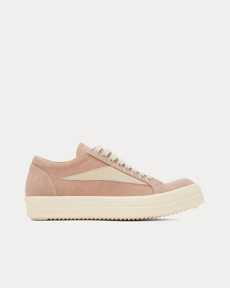 Rick Owens DRKSHDW Vintage Canvas Dark Pink / Milk / Milk Low Top Sneakers - 1