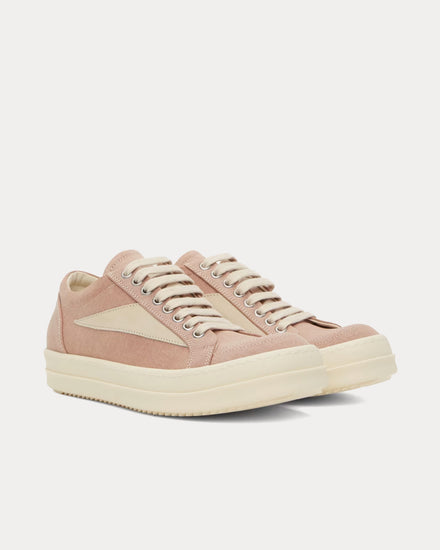 Rick Owens DRKSHDW Vintage Canvas Dark Pink / Milk / Milk Low Top Sneakers - 2
