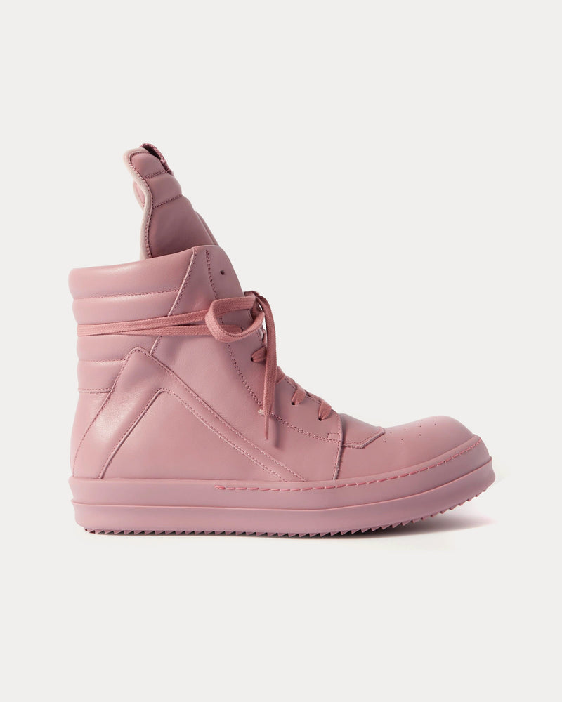 靴 pink geo high sneaker Rick Owens Men's Geobasket Leather Dusty Pink / Dusty Pink High