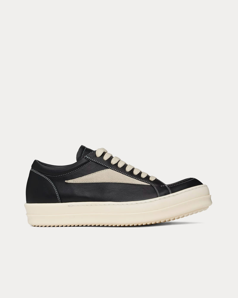 Rick Owens Hollywood Vintage Sneaks Black / Milk / Milk Low Top Sneakers - 1
