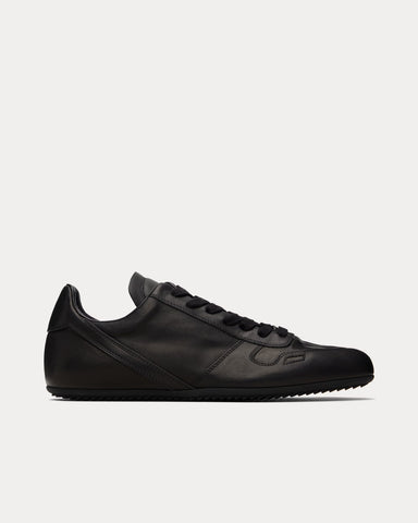 Rick Owens Temple Minimal Lambskin Leather Black Low Top Sneakers