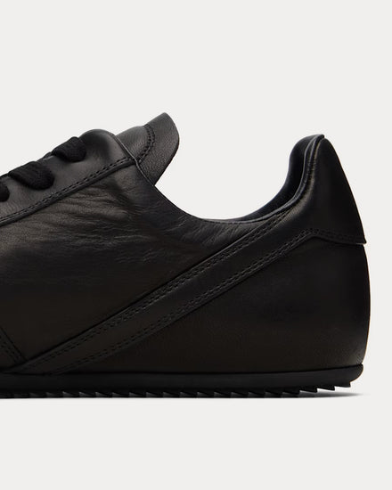 Rick Owens Temple Minimal Lambskin Leather Black Low Top Sneakers - 4